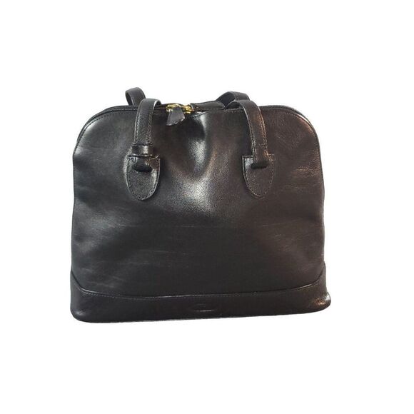 Oroton Black Genuine Leather Worker Tote Bag‎ Full Zip Double Handle Designer - Picture 1 of 9